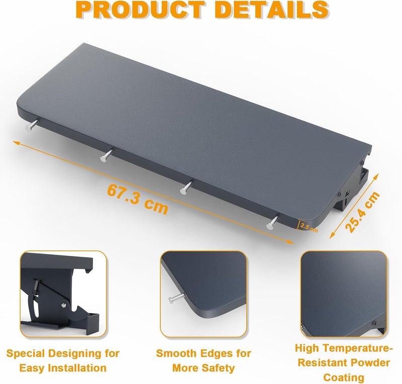 BBQ-PLUS Front Shelf for Traeger Woodridge, Side Table Replacement Parts for All P.A.L. Traeger Pellet Grills BAC762, Durable Metal Grill P.A.L. Pop-and-Lock Accessory for Food Prep & Storage - Image 2